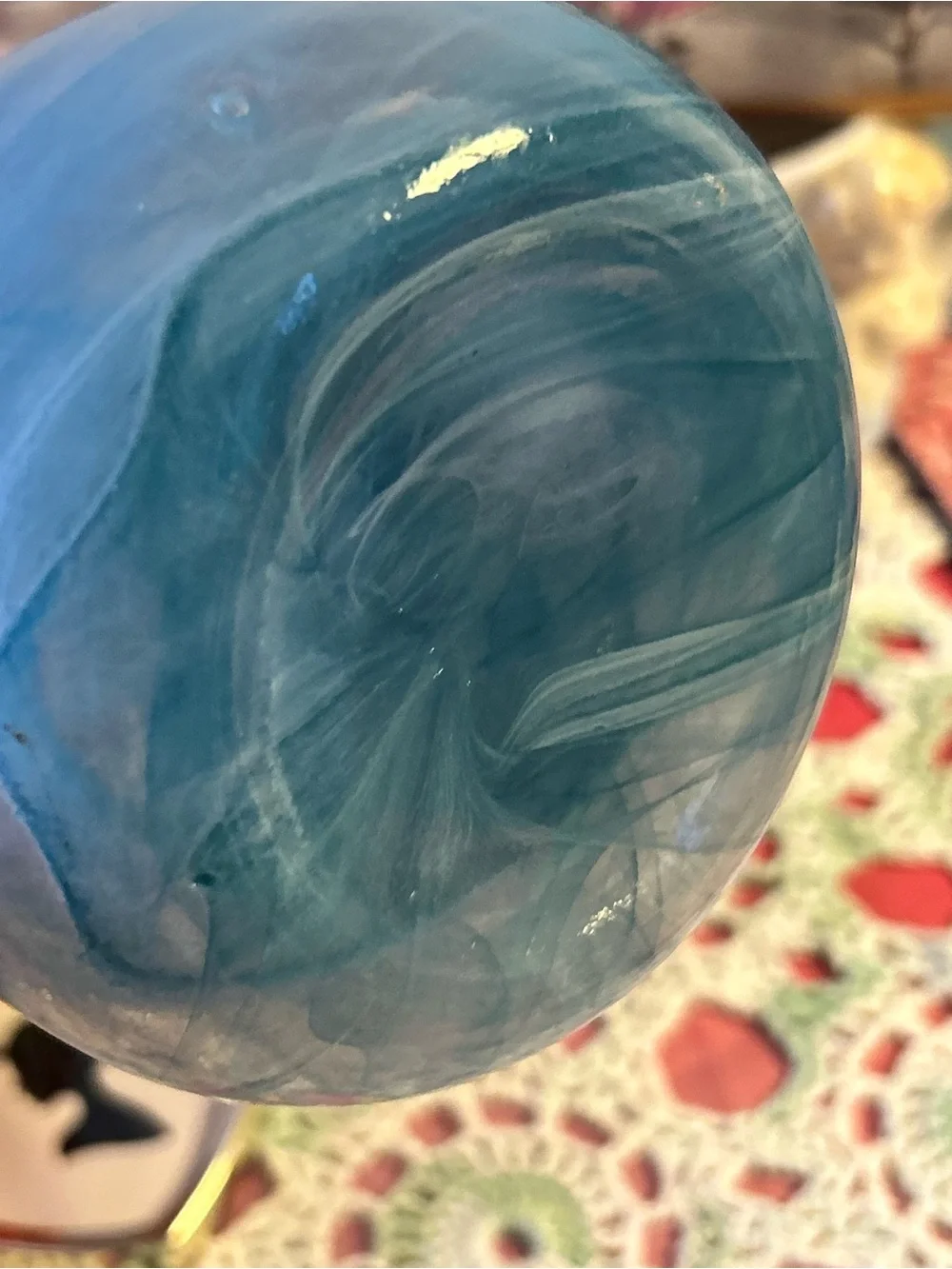 Hand-Blown Swirled Glass Vase in Deep Blue